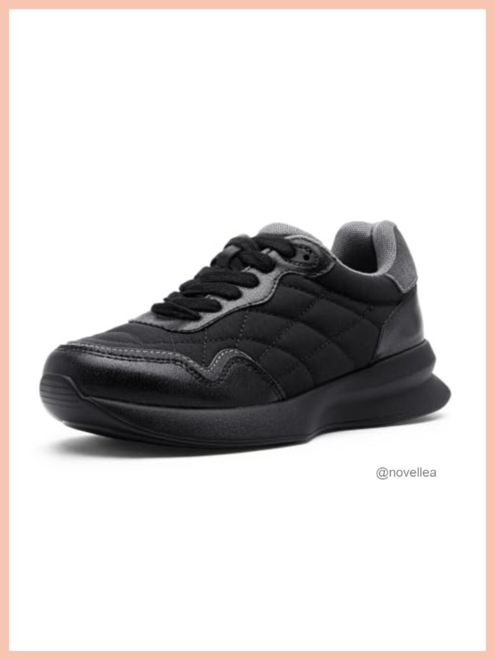 Women's Faux Leather Platform Fashion Sneakers Memory Foam Lace-Up Walki